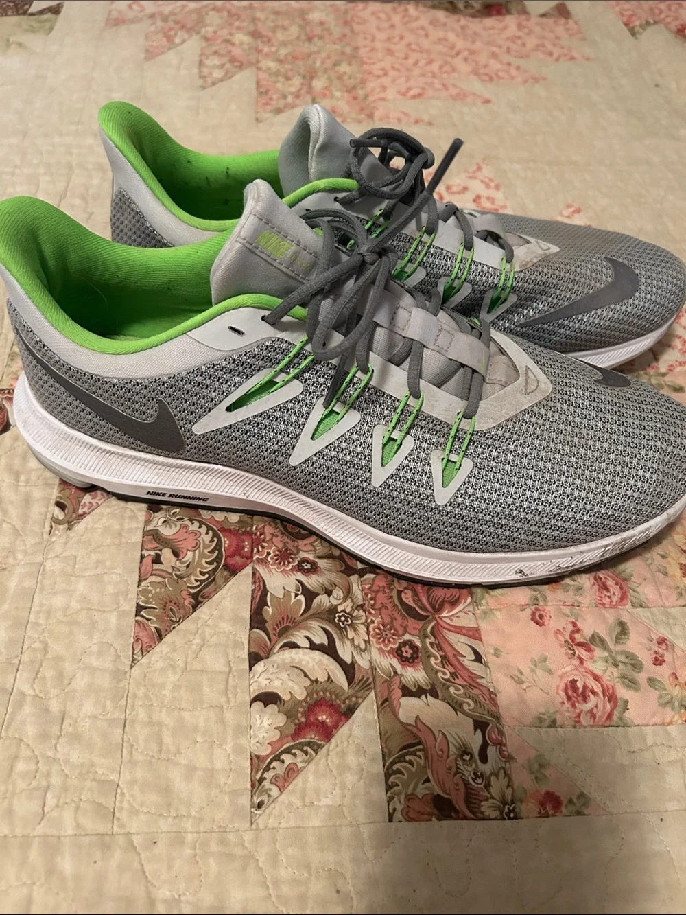 Nike Gray and Green Athletic Running Shoes